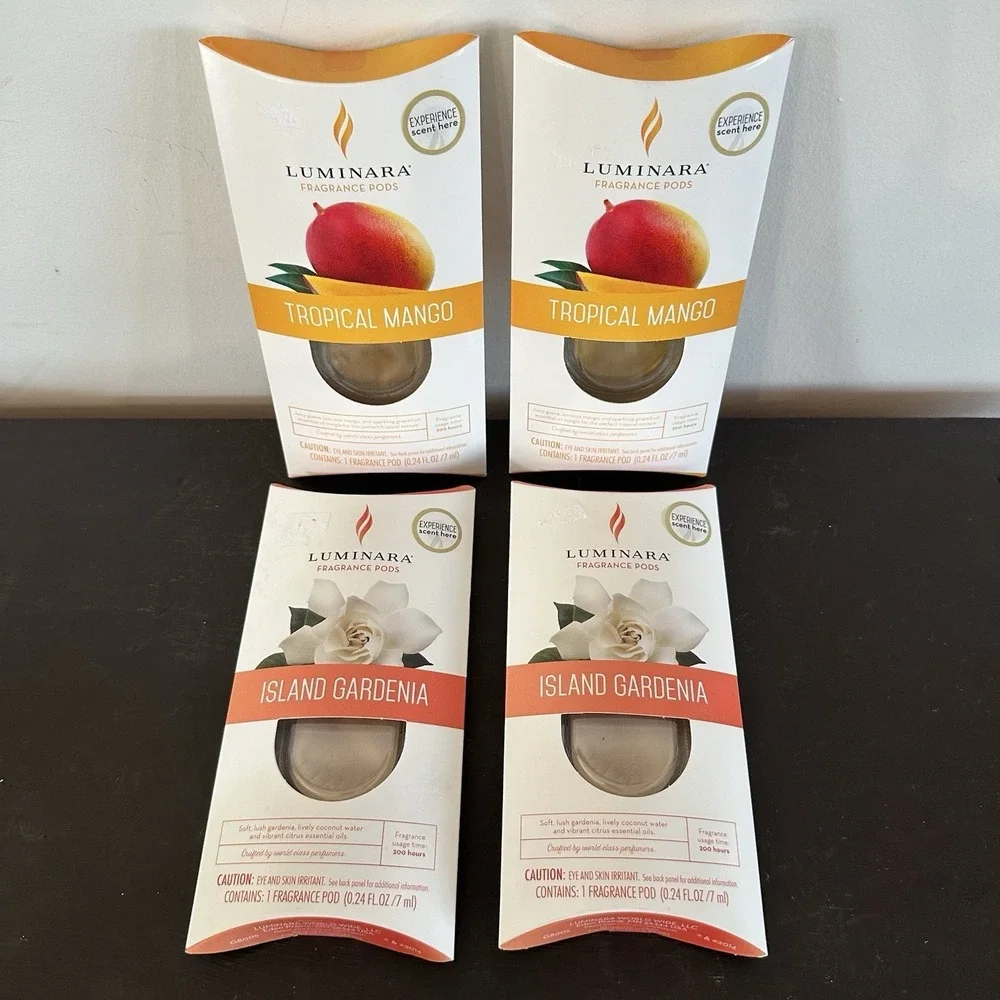Luminara Fragrance Pod Tropical Mango Island Gardenia Refill Diffusing Candle 4